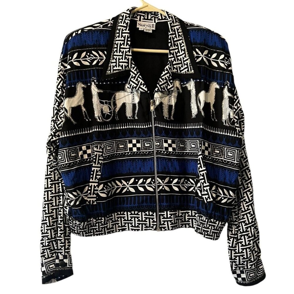 SURYA Colorful Zip‎ Front Jacket Art ModernDesigner Embellished European Style